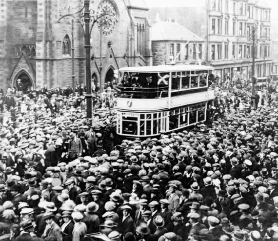 photo of 'First day of operation for through electric trams between Leith and Edinburgh'