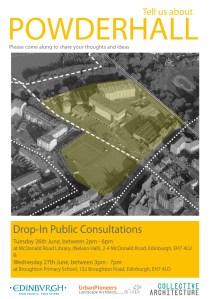 poster advertising drop-in consultations about Powderhall